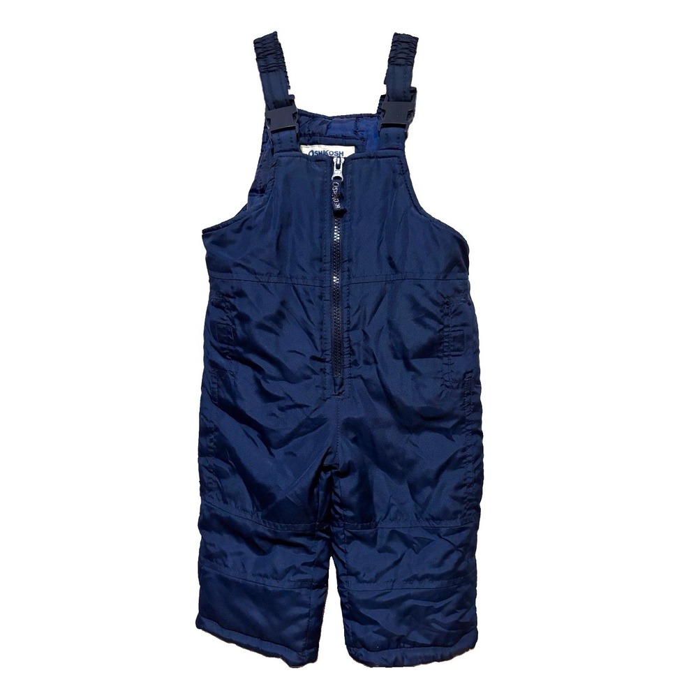 OshKosh B'gosh Blue Insulated Snow Bib Pants Adjustable Strap Zip 12-18M